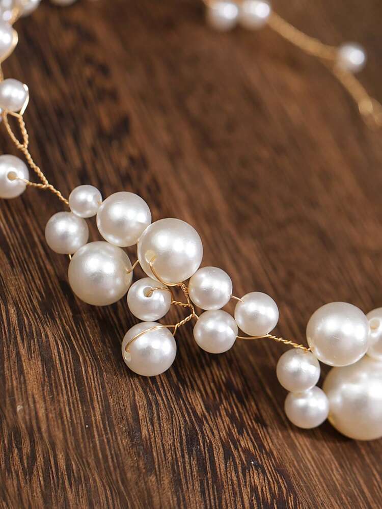 1pc Elegant Handmade Pearl Hairband For Women, Ideal For Weddings, Parties And Gifts Valentine's Day Accessories