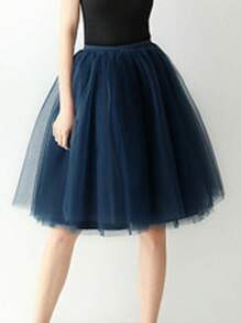 1 件百搭松紧腰带薄纱裙衬裙，女士/女孩，洛丽塔连衣裙衬裙，芭蕾舞裙，65 厘米，浪漫时尚，非常适合日常穿着和角色扮演秋季女性服装 - 藏蓝色 - 查看 2