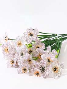 1入組塑料人造花花束現代婚禮用人造花束家居裝飾 - 白色 - 查看 5