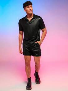 Manfinity RebelGame Men Solid Polo Shirt - Black - View 5