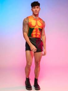 FeverCity Hombres Top tank crop mapa de calor corporal con estampado - Naranja - Ver 3