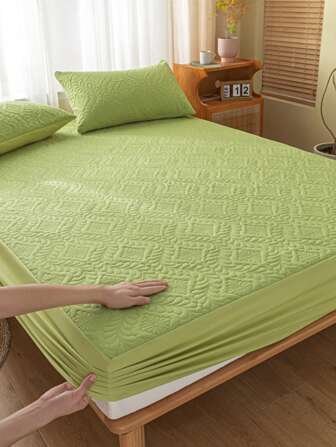 1入組純色床墊套，現代布料彈性帶床墊套，適用於臥室，全季節