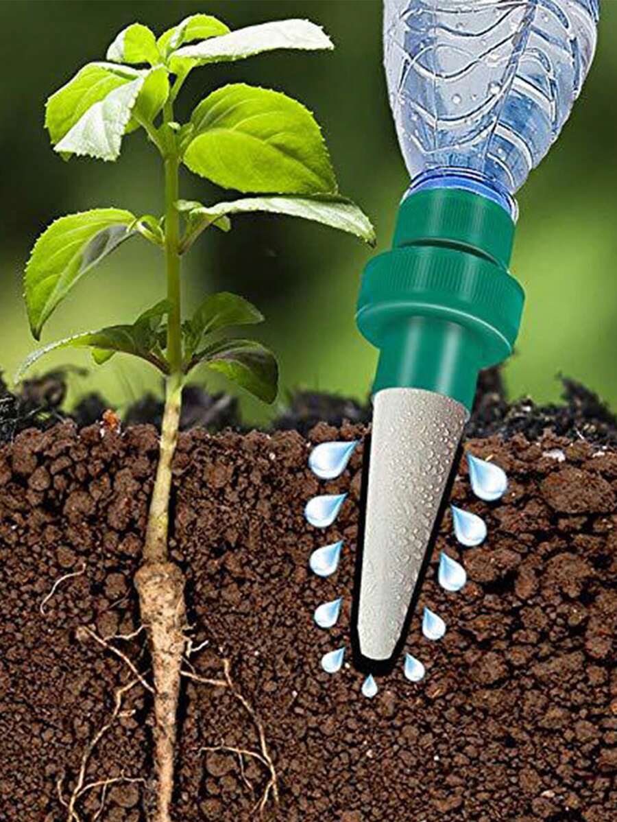 1pc Mini Automatic Watering Head, Plastic Clay Drip Water Device For Garden - Green - View 1