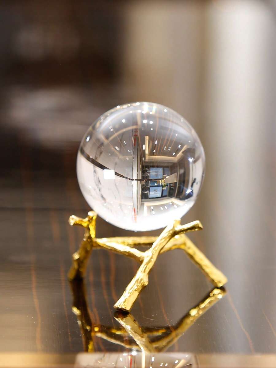 1入組水晶球設計裝飾用品極簡風格人造水晶藝術擺件適用於家庭禮品 - 無色 - 查看 1