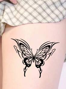2pcs Butterfly Trail Temporary Tattoo Sticker For Women, Suitable For Arms - Black - View 5