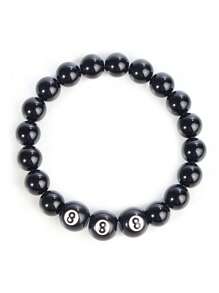 1入組男士簡約黑色數字8球珠手鍊父親節禮物 - 彩色 - 查看 1