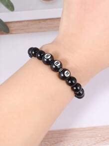 1入組男士簡約黑色數字8球珠手鍊父親節禮物 - 彩色 - 查看 2