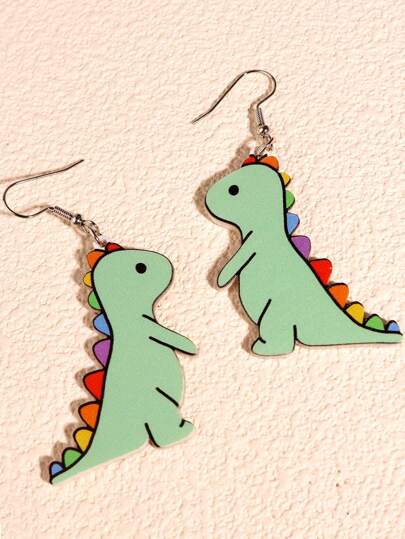 1pair Cartoon Rainbow Dinosaur Earrings