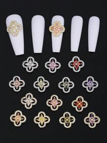 Micro Inlaid Rhinestone Clover Nail Art Decorations (3 Pieces) Japanese Simple Style Four-Leaf Clover Nail Art Flash Rhinestone, Three-Dimensional Nail Metal Rhinestone, Y2K Metal Texture Diy Nail Art Shape Decoration, Nail Rhinestone False Nail Decoration Accessories Nail Charms Nail Supplies Nail Gems Nails - Silver - View 1