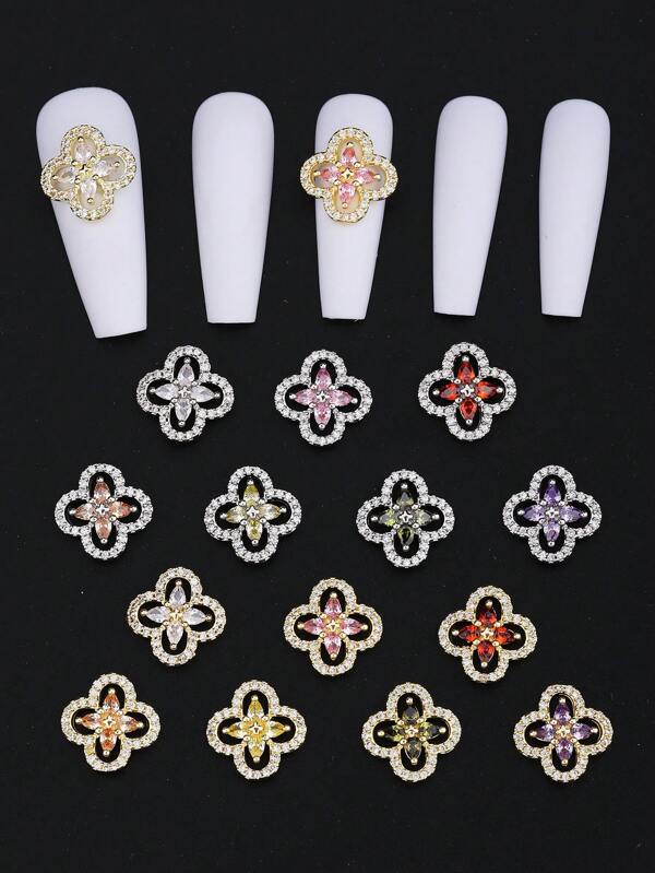 Micro Inlaid Rhinestone Clover Nail Art Decoration (3pcs) Japanese Simple Style Four-Leaf Clover Nail Art Flash Diamond, Three-Dimensional Nail Metal Diamond, Y2k Metal Texture DIY Nail Art Shape Decoration, Nail Rhinestone False Nail Decoration Accessories Nail Charms Nail Supplies Nail Gems