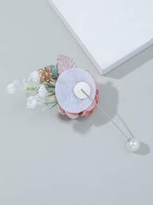 Nuevo Broche De Flor De Tela Artificial De Rosa Hecha A Mano, Para Hombres Y Mujeres - Rosa - Ver 3