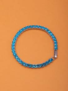 1pc Luxury Blue Cubic Zirconia Chain Bracelet For Women For Prom Party Banquet - Blue - View 4