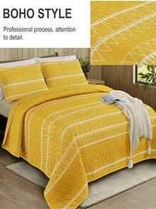 Bộ Drap 3 Món Chevron (1 Ga & 2 Vỏ Gối), Bộ Mền Màu Vàng Hiện Đại Cho Phòng Ngủ - Màu vàng - Xem 2