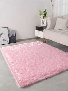 1 tấm thảm lông xù màu hồng cho phòng khách, thảm mềm mại cho phòng ngủ, thảm lông xù cho phòng bé gái, thảm trải sàn lông xù hiện đại trong nhà - Màu Hồng baby - Xem 8