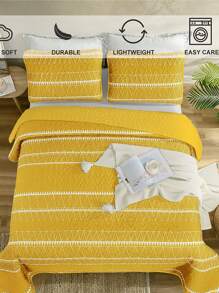 Bộ Drap 3 Món Chevron (1 Ga & 2 Vỏ Gối), Bộ Mền Màu Vàng Hiện Đại Cho Phòng Ngủ - Màu vàng - Xem 7