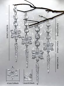 4pcs Snowflake Decor Hanging Decoration, Modern PMMA Wall Hanging For Home Decor - Clear - View 4