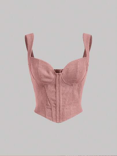 SHEIN MOD Top unicolor con cremallera trasera bajo pañuelo ancho tirantes