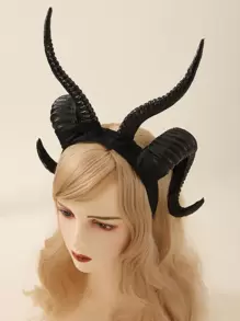 1 件成人风格山羊角头饰发箍适用于节日派对角色扮演服装配饰万圣节女巫 - 黑色 - 查看 6