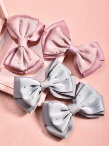 4入組女孩水鑽裝飾蝴蝶結設計髮夾適用於頭髮裝飾用品