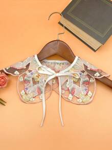 Cổ áo Dickey thêu hoa - Hồng - Xem 1