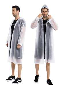 2pcs Reusable Hooded Adult Rain Cape - White - View 2