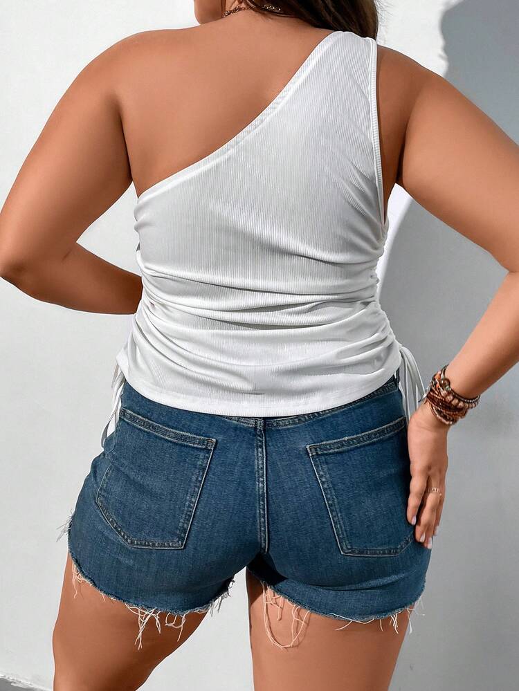 Plus One Shoulder Ruched Top