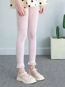 1雙女孩荷葉邊褲襪 - 粉色 - 查看 3
