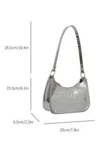 Minimalist Fashion Niche Design High-End Popular Handbag, New Crescent Bag, Casual Shoulder Bag - Silver - View 4