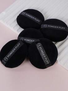 MAANGE 5pcs Round-Shaped Powder Puff For Dry Use,Soft And Skin Friendly Makeup Puff,Makeup Tools Easy Carrying For Travel - Black - View 6