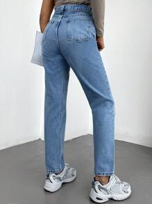 EURMUSE Quần Jeans Mom Fit Cạp Cao - Rửa nhẹ - Xem 2