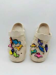 12pcs Cartoon Dinosaur Design Shoe Decorations, PVC Cute Decorations For Clogs Slides - Multicolor - View 3