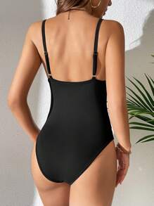 SHEIN Tall Solid Cami Bodysuit - Black - View 3