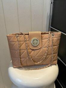 Small Tote Bag Quilted Double Handle - Khaki - View 1