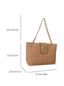 Small Tote Bag Quilted Double Handle - Khaki - View 3