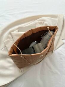 Small Tote Bag Quilted Double Handle - Khaki - View 4