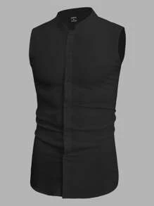 Manfinity Homme Men Solid Sleeveless Shirt - Black - View 2