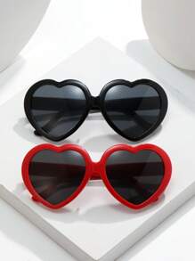2 件心形时尚眼镜礼品套装，适合女性和情侣，非常适合约会、海滩、泳池派对。时尚且具有装饰性的眼镜。（不含眼镜盒，配有防丢绳和眼镜布）