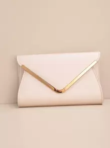 極簡信封包包翻蓋金屬裝飾優雅 - 白色 - 查看 1