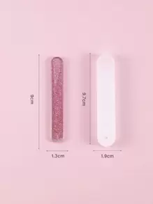 闪光纳米玻璃指甲锉带塑料盖打磨抛光研磨提亮闪亮工具美甲美甲工具，美甲用品，美甲工具，美甲工具，返校，指甲，按压指甲的美甲工具，美甲修脚工具 - 粉色 - 查看 4