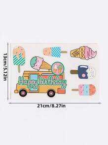 1 pieza Top con diseño de helado pastel papel pastel para de fiesta de cumpleaños - Multicolor - Ver 2