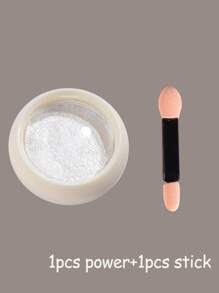 FULL BEAUTY 1pc Solid Aurora Pearl White Nail Glitter Powder DIY Nail Charms Nail Gems Nail Supplies - White - View 5