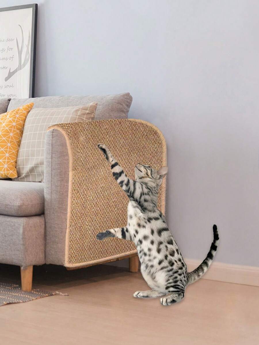 1pc Contrast Binding Cat Scratcher cho mèo để chơi - Cà phê nâu - Xem 1