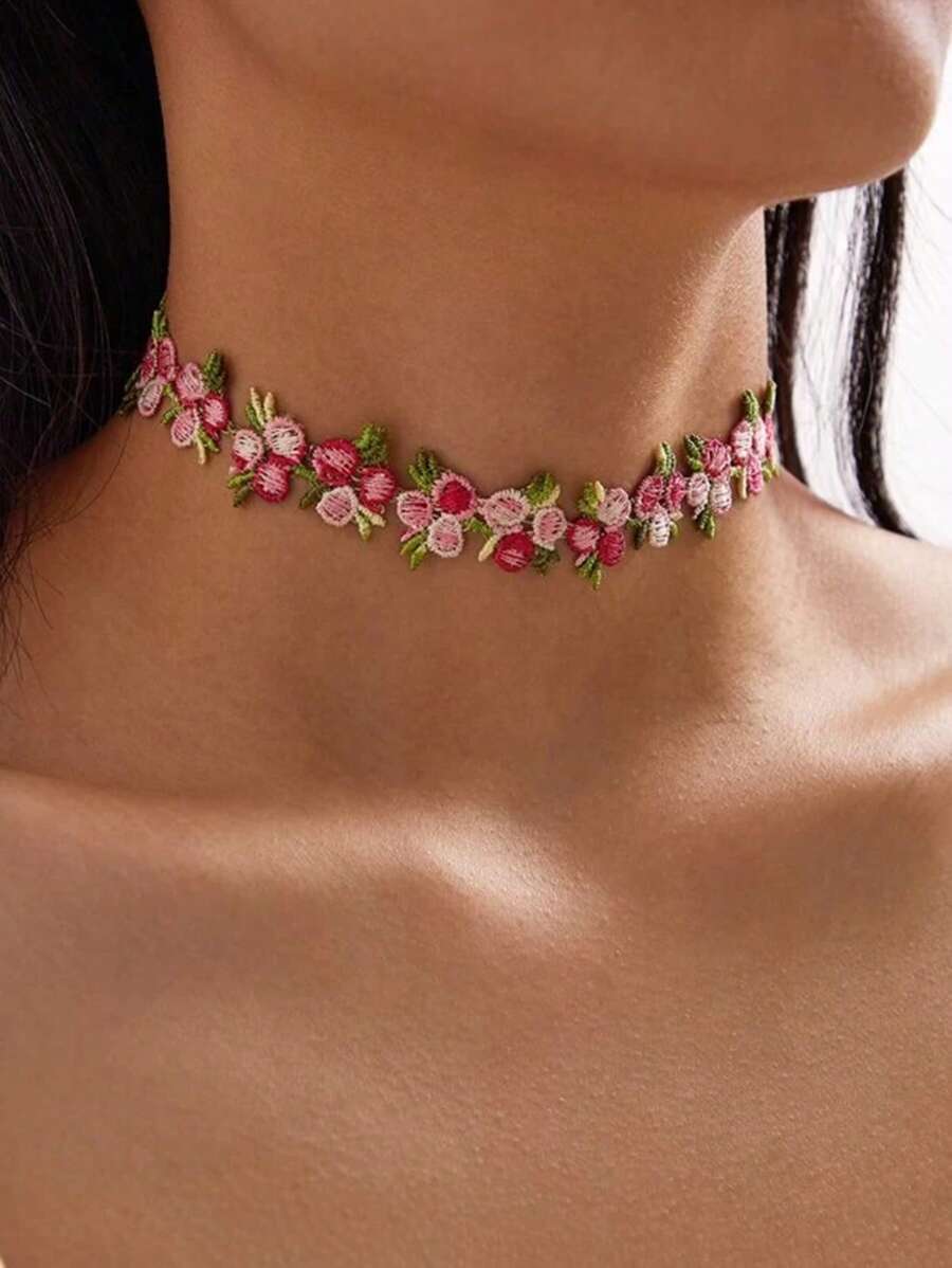 Gargantilla con diseño de flor - Rosa - Ver 1