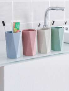 1入組PP漱口杯浴用簡約素色浴室杯
