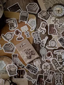 46入組復古圖案貼紙 - 彩色 - 查看 1