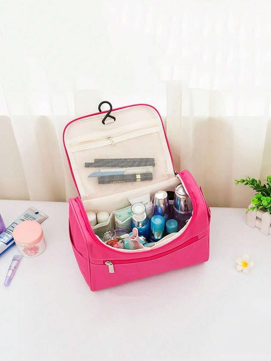 1pc Portable Toiletry Travel Bag - Hot Pink - View 1