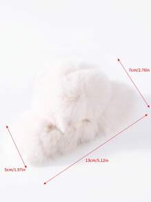 1pc Solid Color Plush Hair Claw, Fashionable For Daily Use - White - View 3