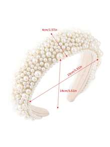 1pc Faux Pearl Decor Elegant Headband Tiaras Halloween - White - View 4
