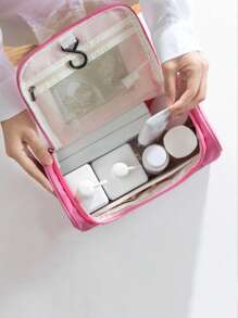1pc Portable Toiletry Travel Bag - Hot Pink - View 3