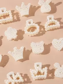 15 piezas Clips de pelo para mujer con decoración de perlas falsas - Clips de pelo lindos, clips de mandíbula, abrazaderas de pelo, clutches de pelo, sujetadores de pelo